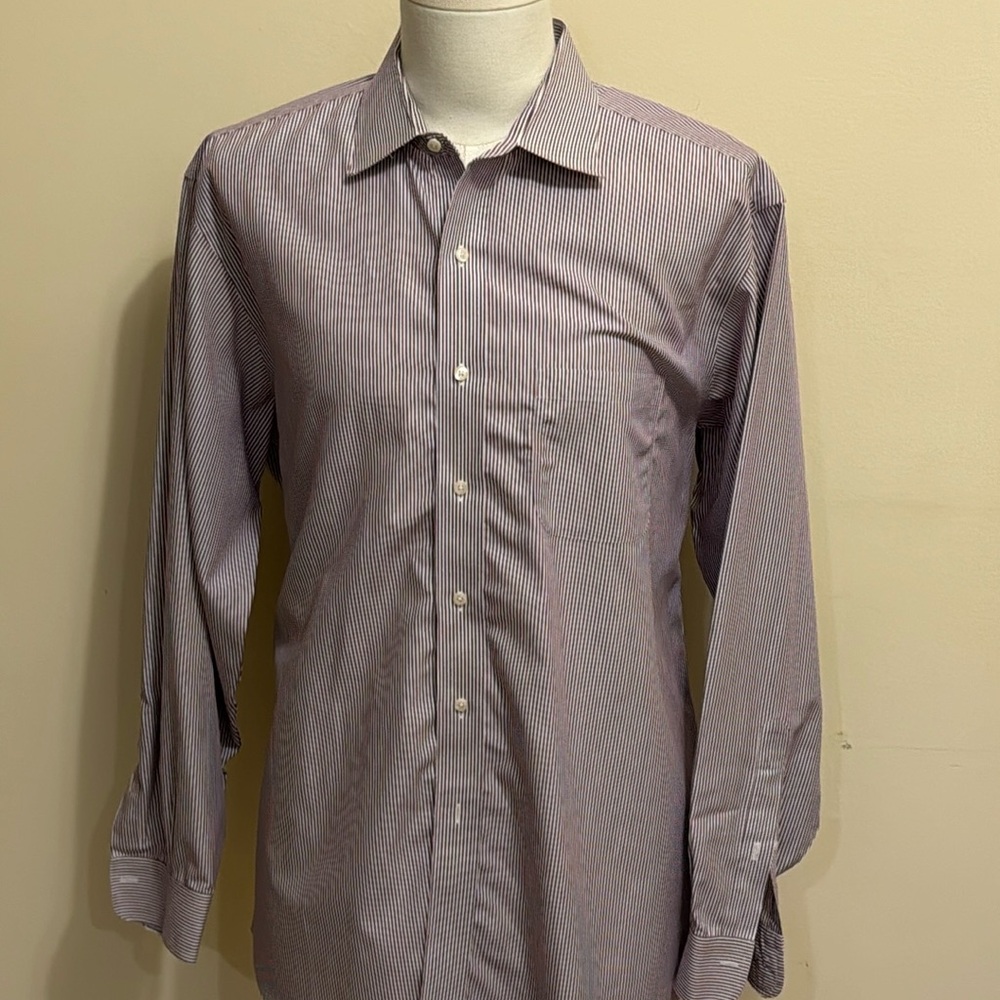 Brooks Brothers Men’s 346 Plum & White Stripe Button Down Shirt Regular Fit